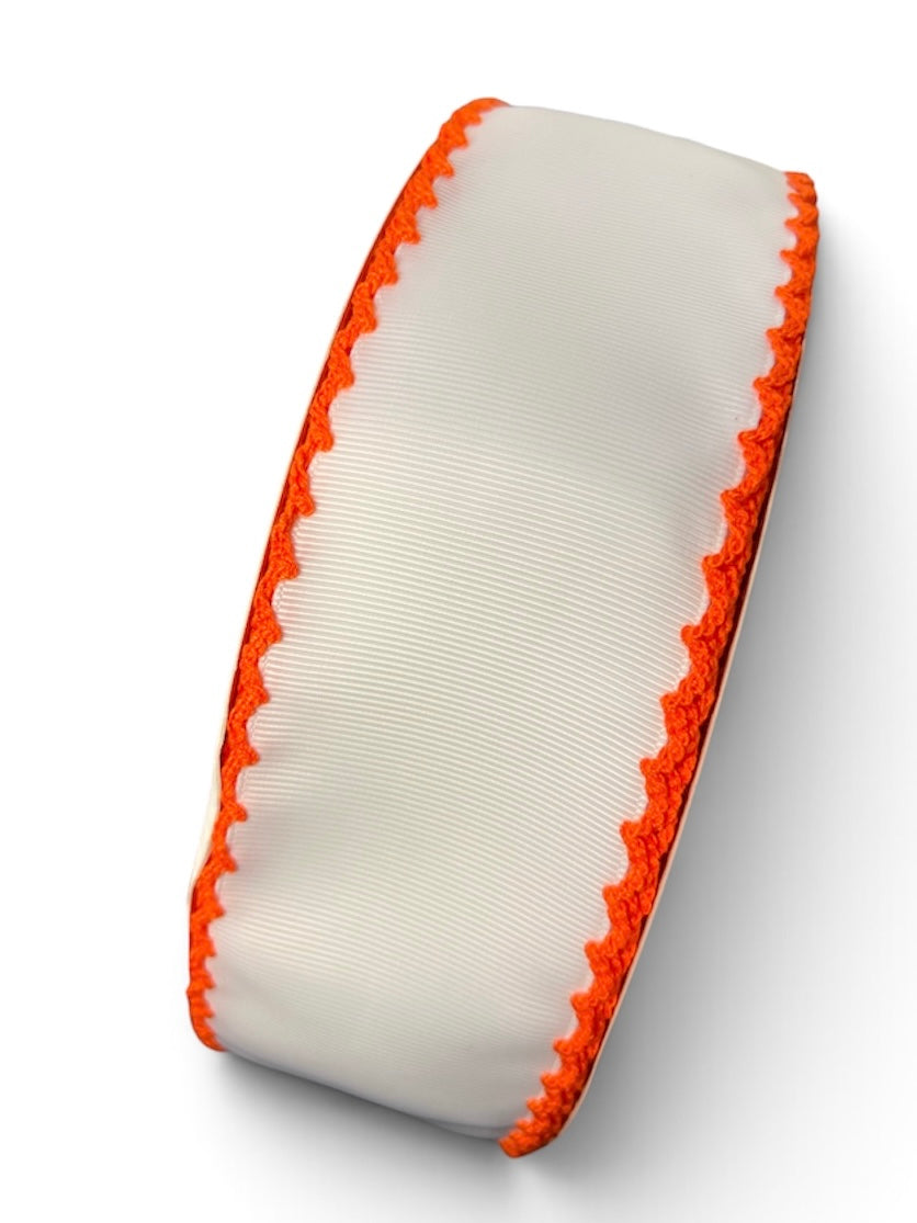 2.25” White/ Neon Orange Moonstitch