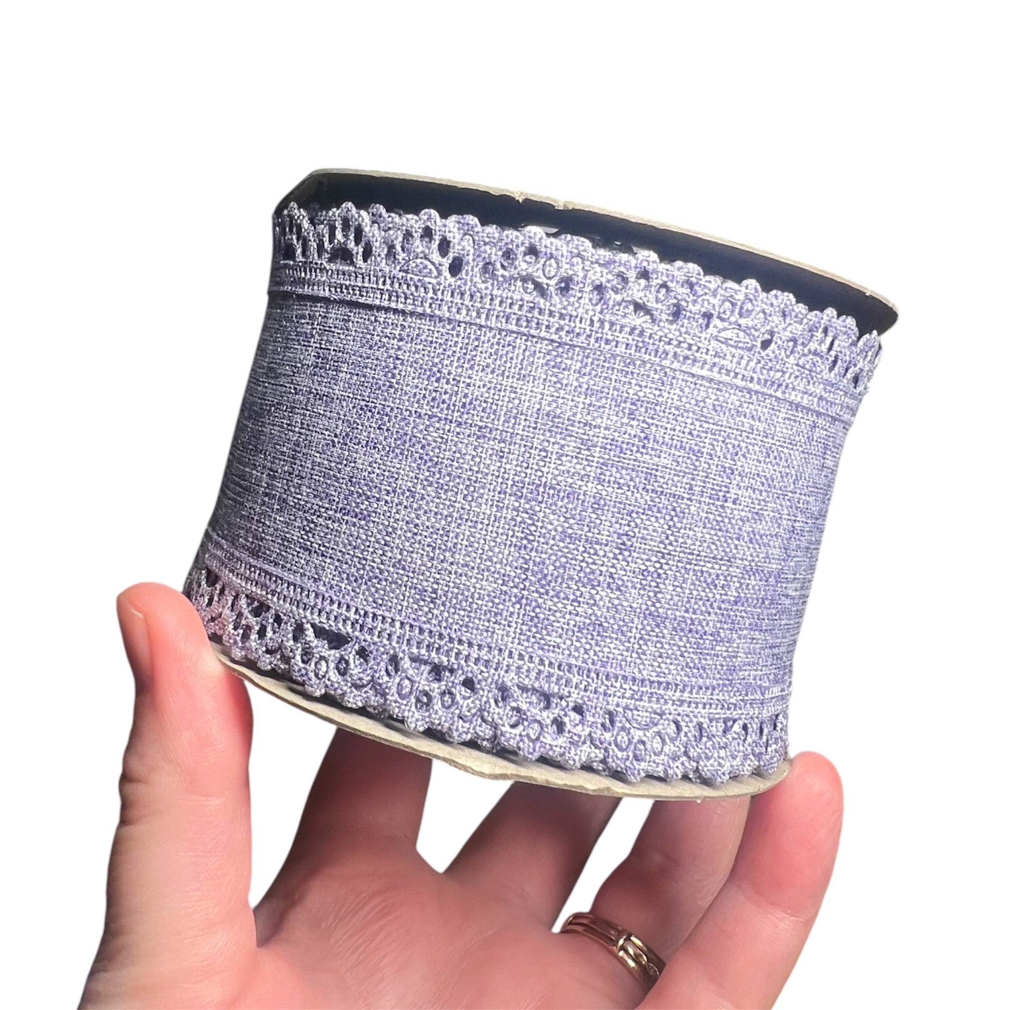 10 yard roll of 2.5" Purple THICK Canvas Scallop Edge