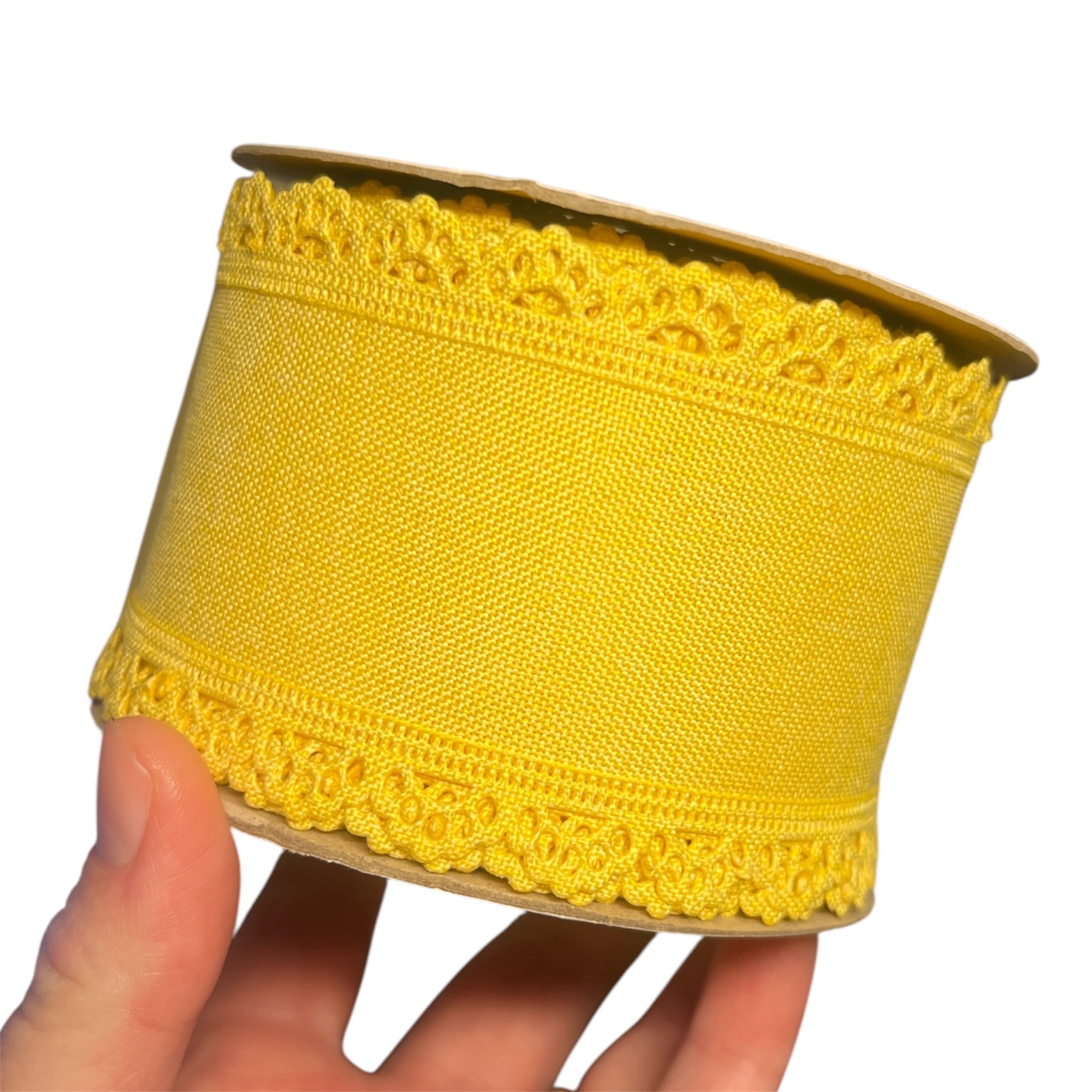 10 yard roll of 2.5" Deep Yellow THICK Canvas Scallop Edge